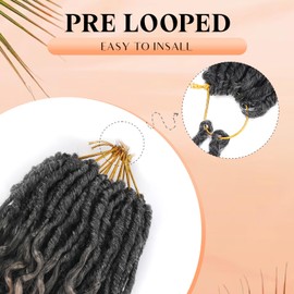 Long Deep Faux Locs Crochet Hair for Black Women 8 Packs 24 Inch Pre Looped Goddess Locs Crochet Hair With Deep Wave Curly Ends Prelooped Synthetic Crochet Braids,Lightweight(24",T1B/27/613#)