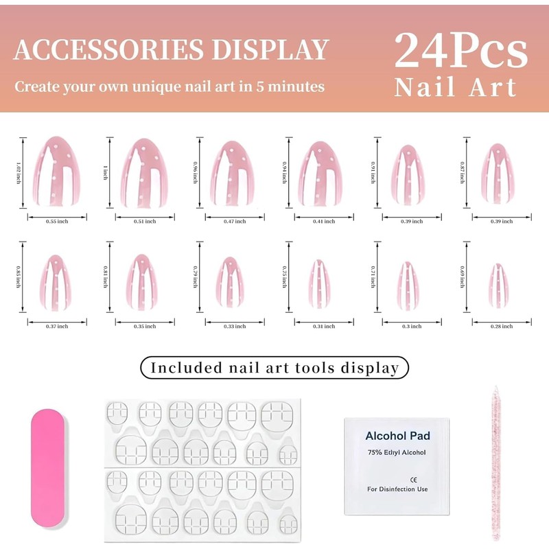 Woakess False Nail 1ml 24 Piezas U?as Postizas Cortas Largas
