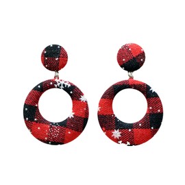 MEISH Christmas Earrings Buffalo Plaid Dangle Earrings Christmas Snowflake Earrings Christmas Hoop Earrings for Holidays Christmas Birthday Gifts (A)
