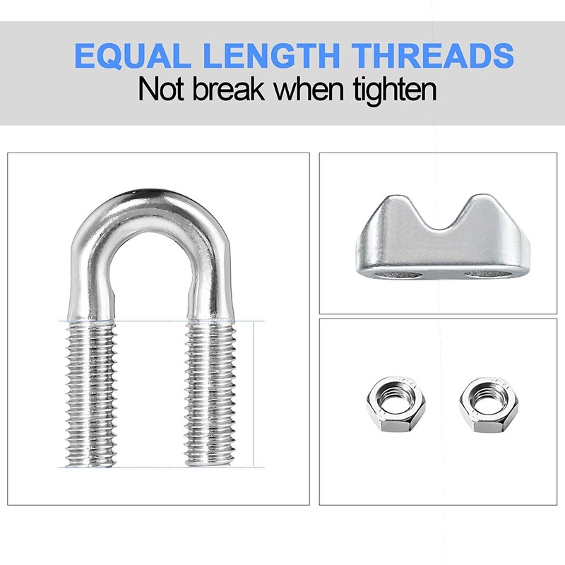 TERF TERF? 8 Pcs Wire Rope Cable Clip Clamps M8