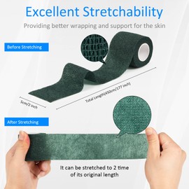 Sagafly Haftbandage Verband Selbstklebender 5cm x 4,5m, 12 Rollen Fixierbinde Selbsthaftend Koh?sive Bandage f1r Erste Hilfe Dog Tierarztwickelband Sport Elastische Binde f1r Handgelenk, F1?e (Dunkelgr1n)