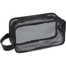 Shower Bag for Gym, Mesh Toiletry Bag, Quick-Dry Portable Gym Shower Caddy for Women Men, Bathroom Camping Travel Dorm College (Black, 5 x 9 Inch)