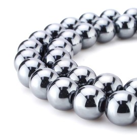 BRCbeads Hematite Silver Plated Gemstone Loose Beads Round 10mm Crystal Energy Stone Healing Power for Jewelry Making