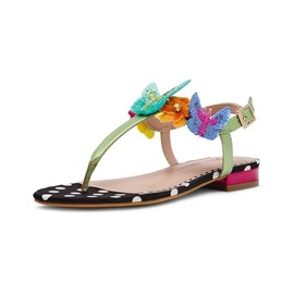 Betsey Johnson Women's Halie Flat Sandal, Black Multi, 6