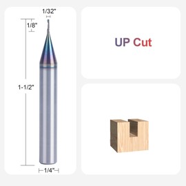 SpeTool 5 Pcs Carbide Single Flute CNC Router Bits 1/4 Inch Shank 1/32 Inch Cutting Diameter with TAC Coated, O Flute End Mill Spiral Router Bit for Aluminum Acrylic Metal Milling Cutter