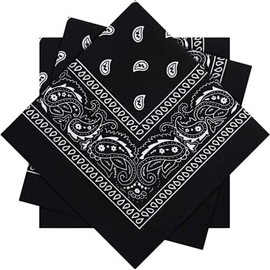 AAMERA Paisley Print Bandana Scarf Headband, Pack of 3, Black, 55 cm x 55 cm
