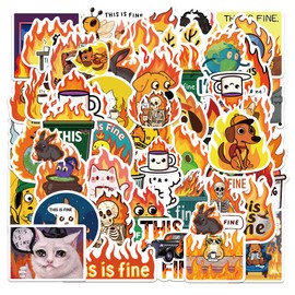 50PCS Animal Meme Sticker Funny Fire-themed Dog, Skeleton, and Animal Stickersfor Laptops, Water Bottles, Scrapbooks, and Journals