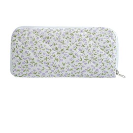 HHQQWZ Quilted Makeup Brush Bag Travel Cosmetic Bag for Women, Floral Coquette Cotton Makeup Brush Case Toiletry Zipper Make Up Pouch, Travel Storage Organizer Pouch, Purple Floral