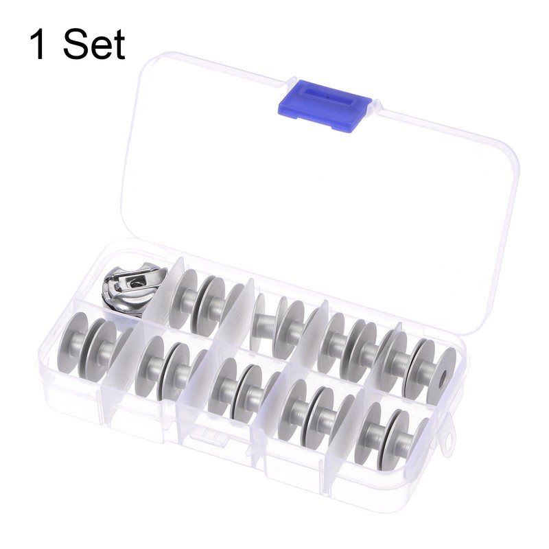 sourcing map 18pcs Aluminum Bobbins with Bobbin Case for Single
