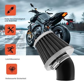 Universal Black Air Filter 34 mm 35 mm 36 mm for Motorcycle Scooter ATV Moped 45 Degree Bend Double Layer Steel Filter
