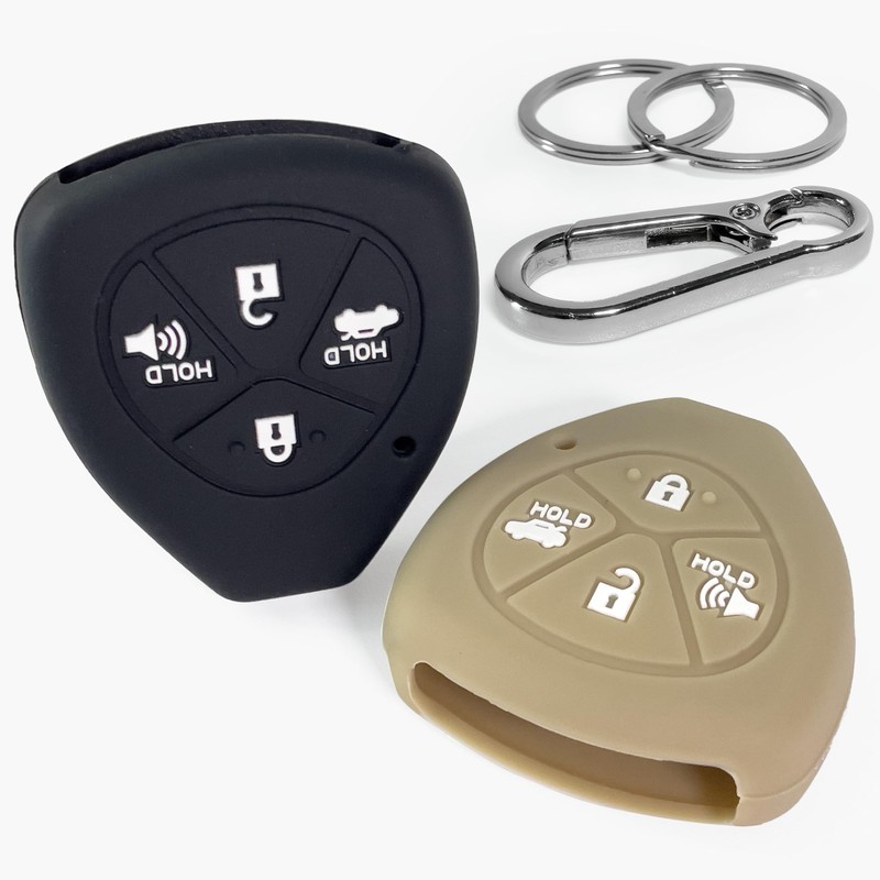 2-pcs Click&Fit Silicone Key Fob Covers for 2008-2013 Toyota Camry