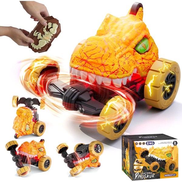 Remote Control Car, Dinosaur Toys RC Stunt Car Invincible 360°Rolling