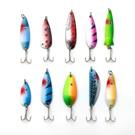 30Pcs Fishing Lures,Fishing Spoons, Colorful Casting Fishing Spinner Hard Baits Tackle Single Hook Hard Metal Spinner Baits Kit for Trout Bass Salmon Freshwater Saltwater
