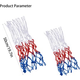 2 Pack Heavy Duty Basketball Nets, Basketball Hoop Outdoor Red White Blue Bold Polyester Braided Rope, Basketball Ring Net Suitable for Home, School, Park, Recreational Center or any Basketball Courts
