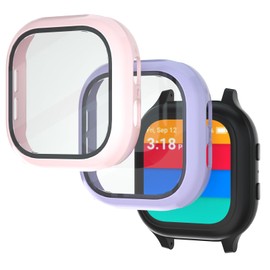 OWKEY Compatible with Gabb Watch Screen Protector, 2Pack Tempered Glass Screen Protector & Hard PC Protective Bumper for Kids (NOT Compatible with Gabb Watch 3)