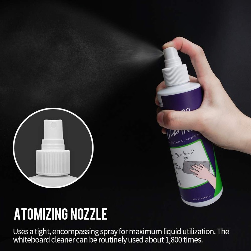 LOUKIN 低臭気 非毒性ホワイトボードクリーナー ホワイトボード用 クリーナースプレー 250ml1本 クリーニングクロス1枚付き
