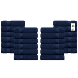 Delara Towels Cotton Washcloths Set 100% Organic Cotton, GOTS Certified Premium Quality Face Cloths, Feather Touch Technology Highly Absorbent and Soft Feel Fingertip Towels, Pack of 24