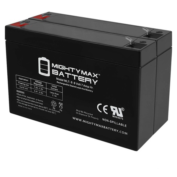 Mighty Max Battery 6V 7Ah SLA Replacement Battery for BB HR9-6 - 2 Pack