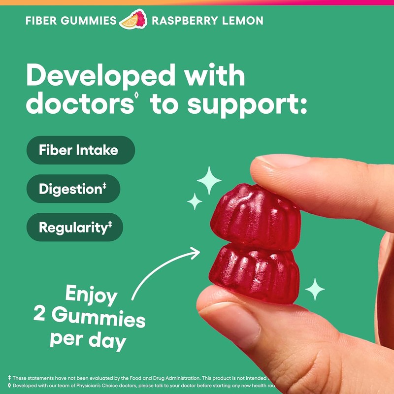 Raspberry Lemon Digestive Fiber Gummies – Sugar-Free, Vegan, Prebiotic Support,