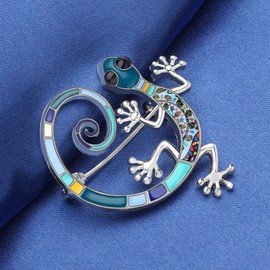 DUOWEI - Broche de metal con esmalte de zinc y diamantes de imitación, diseño de animales azul