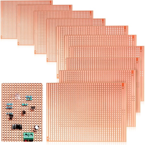 10 PCS 73mm x 100mm PCB Board Prototype Kit Protoboard Copper Strip Board Circuit Board Breadboards 957 Holes Perfboard Universal Printed Circuit Breadboard for DIY Soldering Electronic Projects