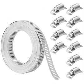 Clamps Hose Stainless Steel Worm Clamp,Hose Clamps 20 FT Adjustable 304 Stainless Steel Large Hose Clamp with 15 Fasteners Duct Clamps,Hose Clamp Strap with Fasteners.