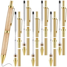 Janlaugh 6 Pcs Retractable Pen Kits for Wood Turning 8 mm Click Pen Kits with Refills Lathe Turning Supplies for Pen Making Woodturning Project DIY Friend Gifts Supplies