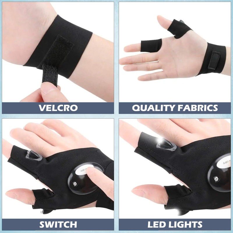Evapure LED Flashlight Gloves – Hands-Free Light Gloves with Finger