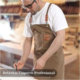 RAPRON Canvas Apron Men Women - Denim Cooking Apron with Pockets - BBQ Apron for Men and Women - Long Aprons for Cooking Work Baking Gift for Chefs, Grandma, Grandpa (Brown)