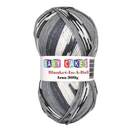 WoolCraft Baby Cakes Blanket in a Ball Aran Knitting & Crochet Yarn, Available in a Selection of Variegated Colours, 100% Acrylic, 636 Metres, 300g Balls, Single Ball, Liquorice