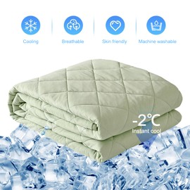 EVOLIVE Elastane Diamind Quilted All Season Light Weight Single Reversible Cooling Quilted Throw (Green, Throw 50“x60”)