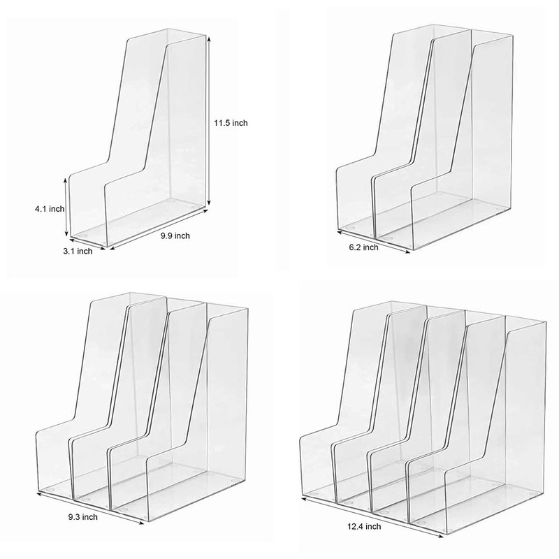 RHONZHAO Vertical File Holder, 4 pack Clear Plastic Document Organizer