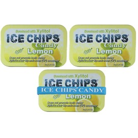 ICE CHIPS Xylitol Candy Tins 5.28 oz total (Lemon, 3 Pack) - Includes BAND as shown