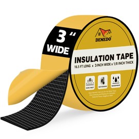 Pipe Insulation Tape, Pipe Wrap Insulation Foam Tape Self Adhesive, Outdoor Water Pipe Insulation, Ac Line Insulation, HVAC Tape, Heat Tape For Water Pipe, 3 inch x 16.5 FT Pipe Insulation Roll,Black