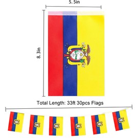 GSYLPFT Ecuador Flags Ecuadorian String Flag Banners for Patriotic Events Independence Day Sports Bars Inside Outside Decorations 33 Feet 30 Flags
