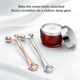 3D Metal Facial Roller, Premium Zinc Alloy Face Massager Tool for Reduce Puffiness, Remove Eye Wrinkles, Face Lift, Anti-Aging, Skin Tightening, Cooli