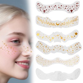 12pcs Freckles Face Tattoo Glitter, Waterproof Sparkle Fake Freckles Stickers for Women Self-Adhesive Shimmer Makeup Patches for Festival Rave Cosplay (Random Color)