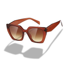 kimorn Sunglasses Womens and Men Trendy Retro Trendy Sun Glasses K1354 (Amber Frame Gradient Brown Lens)