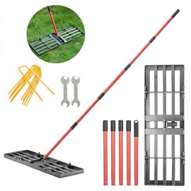 Zenhosit Lawn Leveling Rake - Lawn Leveler with 78" Adjustable Steel Handle, 30"x10" Ground Plate for Yard, Grass, Level Soil, Dirt Ground or Golf Field