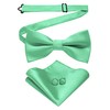 JEMYGINS Solid Bow Tie and Pocket Square with Cufflinks for