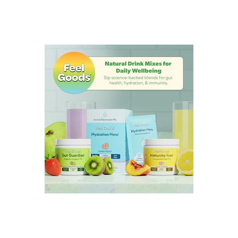 Feel Goods Hydration Hero, electrolitos en polvo de 1000 mg,