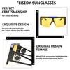 FEISEDY Women Sunglasses, Oversized Square Flat Top Shield Shades for