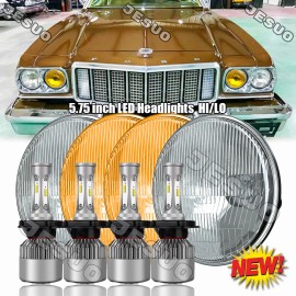 JESUO 4PCS 5 3/4" 5.75" inch Led Headlight Hi/Lo for Ford Gran Torino 1974-76