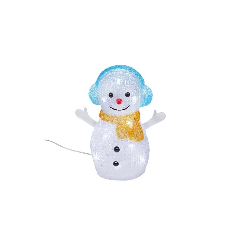 Lights4fun Outdoor Christmas Figure Light Up LED Acrylic Snowman Plug