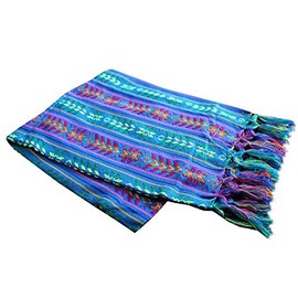 Del Mex Mexican Rebozo Shawl Blanket Doula (Regular (6 ft x 2.5 ft), Blue)