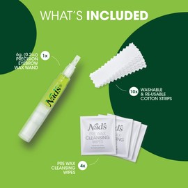 Nad's Eyebrow Shaper Wax Kit Eyebrow Facial Hair Removal Delicate Areas Cotton Strips, Cleansing Wipes, 0.2 Ounce (Pack of 1)