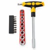 Screwdriver Set with T-Shape Handle, Phillips, Slotted, Hexagon, Plum-Shaped Bits