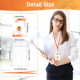 Segus ID Card Holder with Lanyard, 50 Pieces Lanyards for Neck Lanyards, Card Holder with Lanyard for School, Hospital, Exhibition Halls (Vertical)