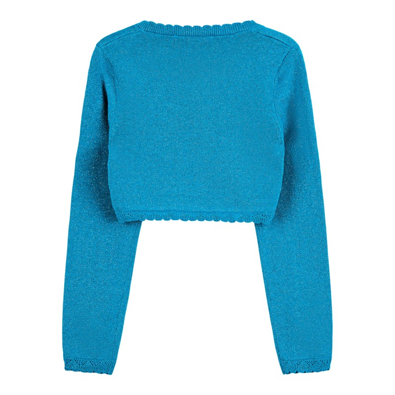 BlackButterfly Girls' Long Sleeve Bolero Sparkle Cardigan Children, turquoise