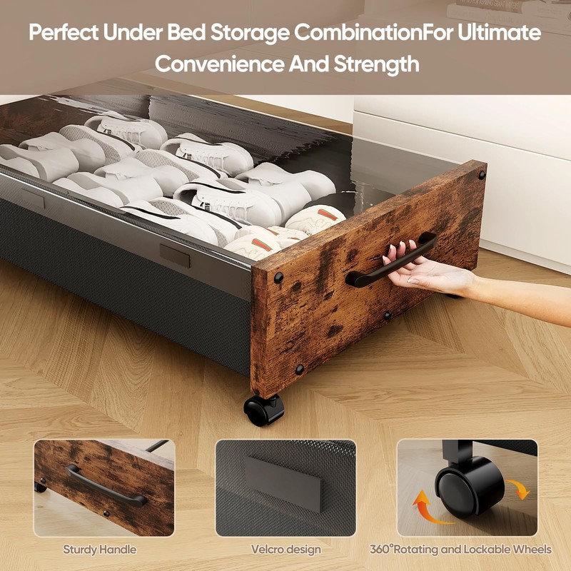 Under Bed Storage with Wheels, Underbed Shoe Storage Containers, Under